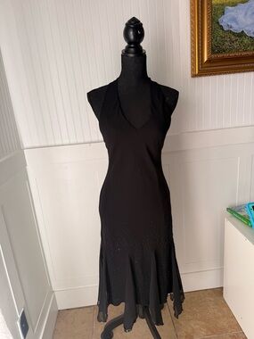 SL Fashions Black Backless V-Neck Sleeveless Dress